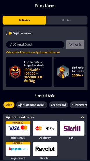 Befizetés és játék