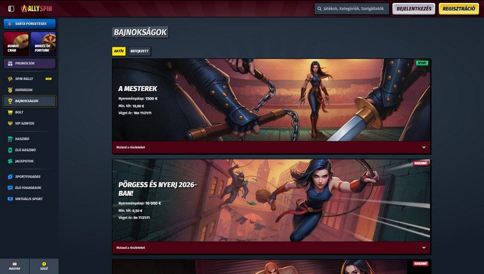 AllySpin casino bajnokságok