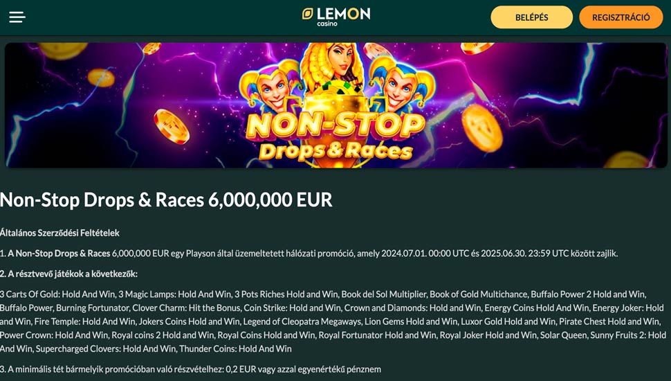 Lemon Casino Online bajnokságok