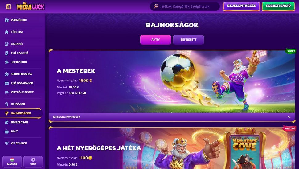 MidasLuck Casino Online bajnokságok