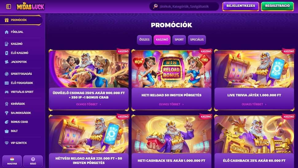 MidasLuck casino promóciók