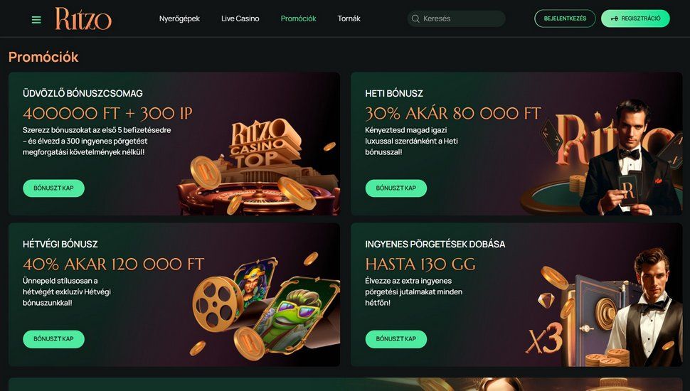Ritzo casino promóciók