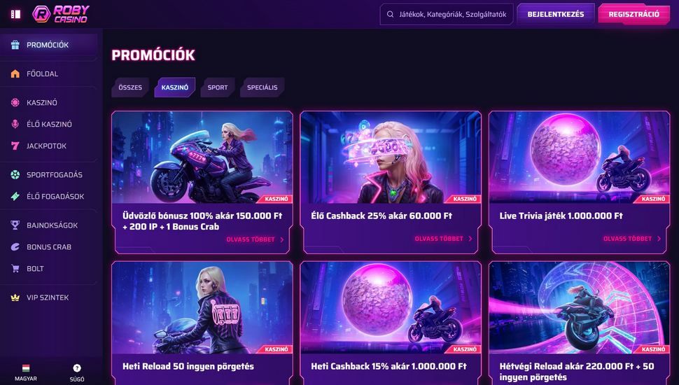 Roby casino promóciók