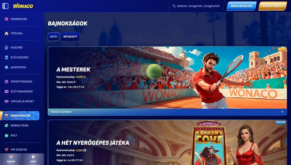 Wonaco Casino Online bajnokságok
