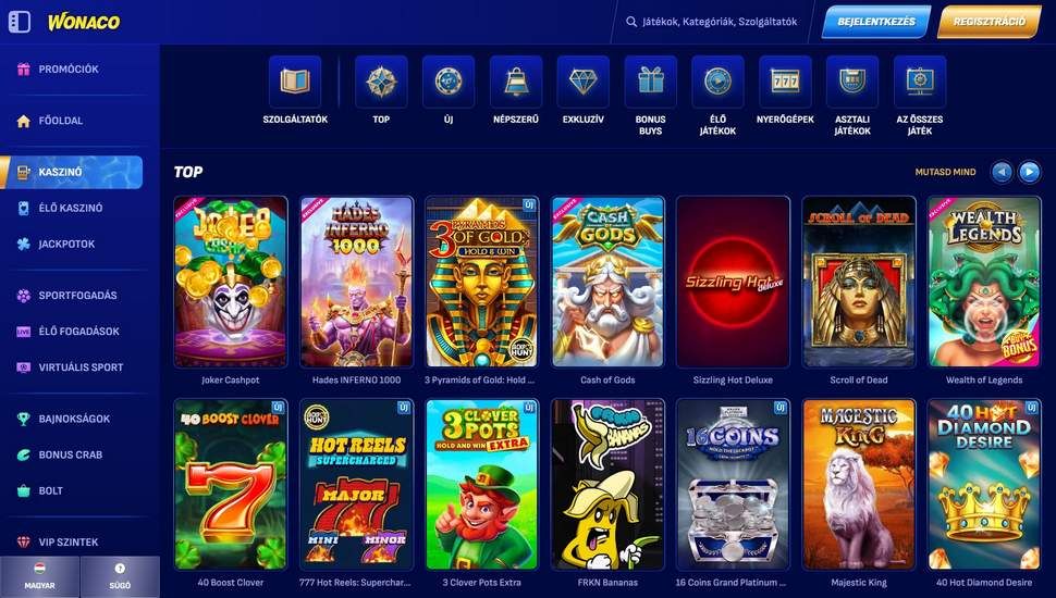 Wonaco casino Nyerőgépek