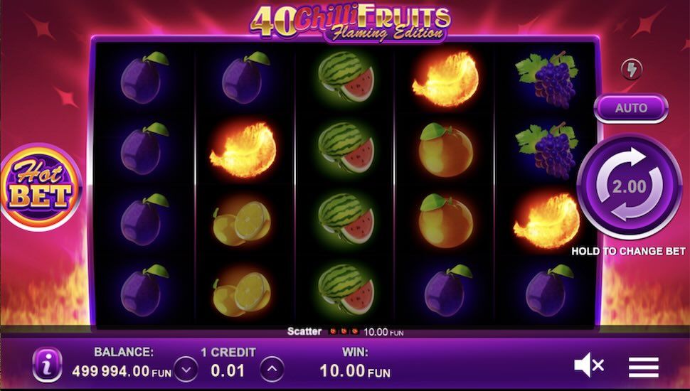 40 Chilli Fruits Flaming Edition nyerogepek Bonusz