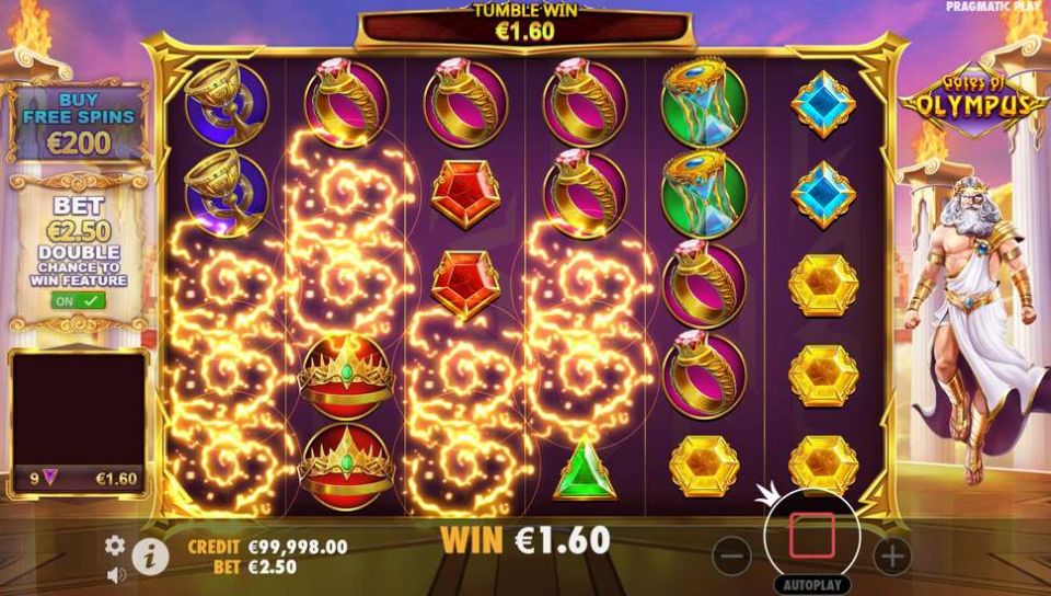 Gates of Olympus nyerőgép Zuhanás funkció